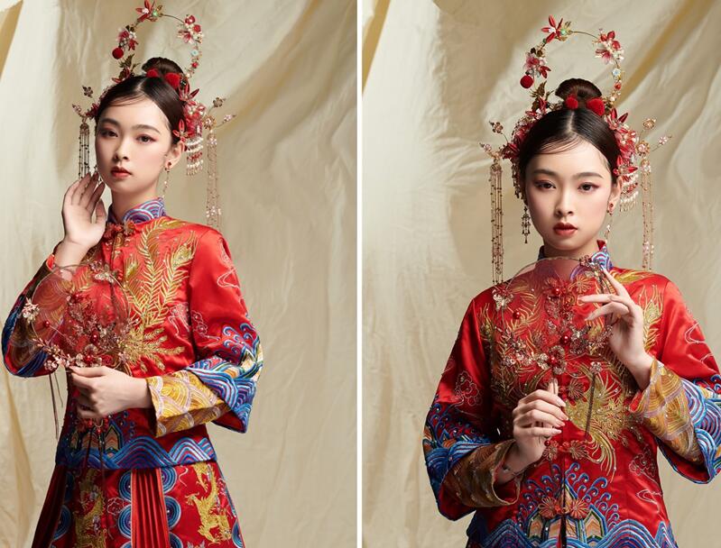 中式秀禾新娘，展示廣西彩妝培訓學校實力