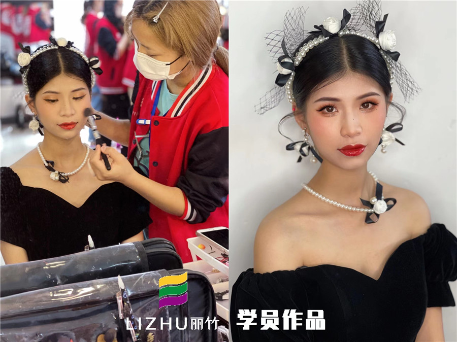 廣西美妝造型培訓(xùn)學(xué)校作品：輕復(fù)古造型、韓式披發(fā)新娘造型