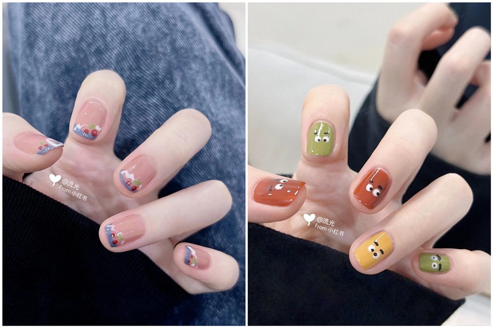 夏日涂鴉風(fēng)美甲分享，廣西網(wǎng)紅美甲培訓(xùn)推薦