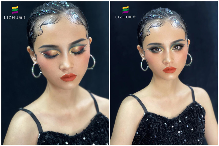 拉丁舞妝容技巧，廣西造型彩妝學(xué)校真人操作