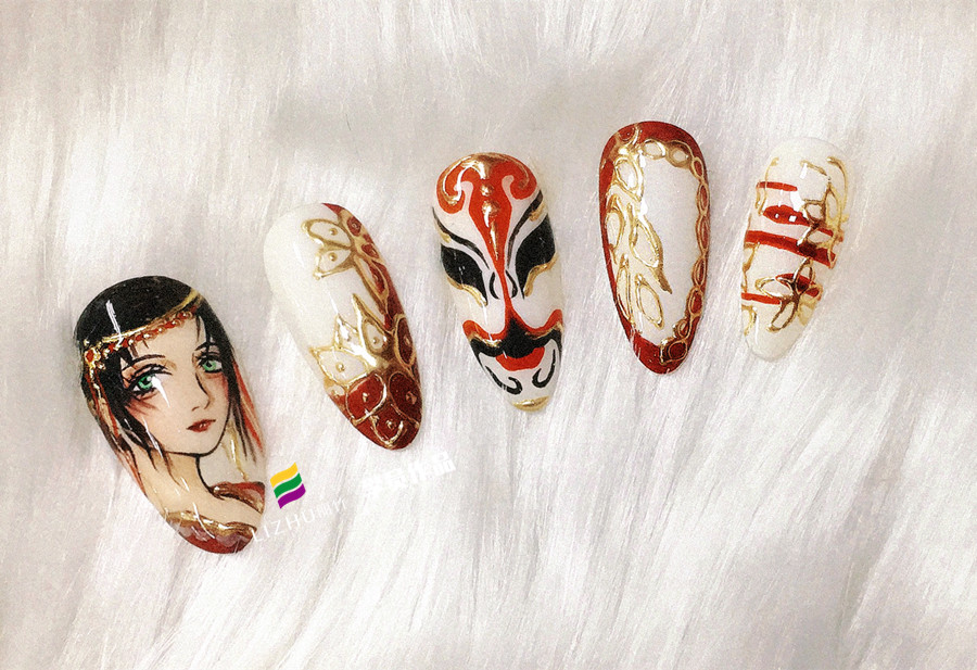 彩繪卡通美甲，廣西南寧美甲學校學員作品