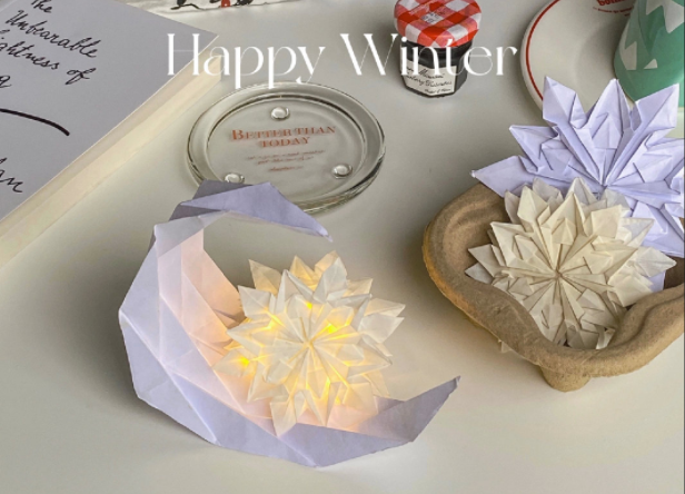 網(wǎng)紅花藝學(xué)習：雪花夜燈折紙教程