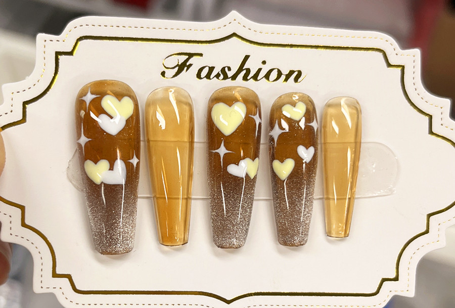 愛心美甲，廣西美甲學員課堂實操作品