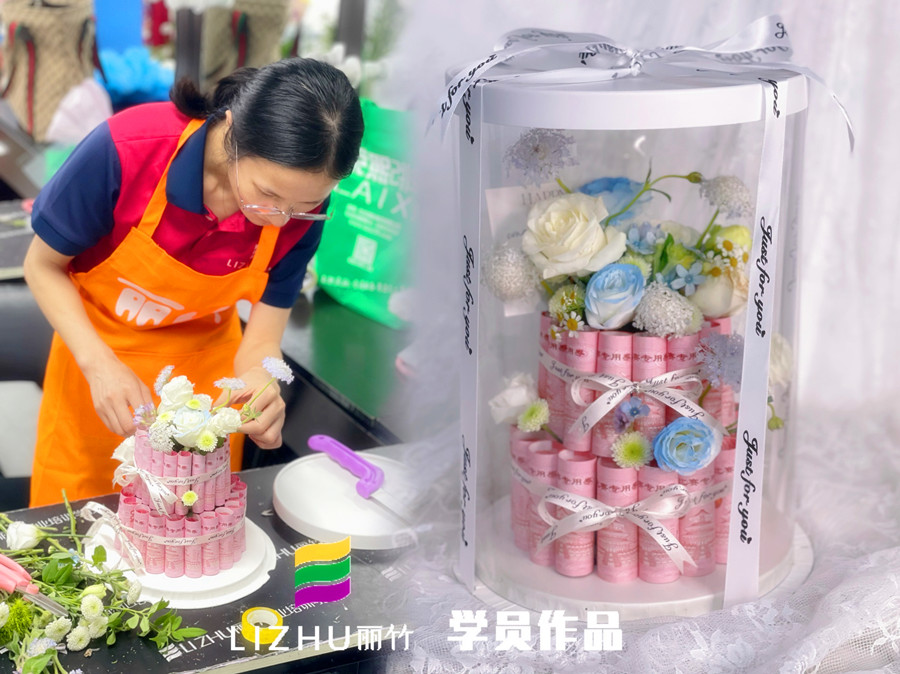 蛋糕花盒制作，南寧花藝學(xué)校課堂實(shí)訓(xùn)
