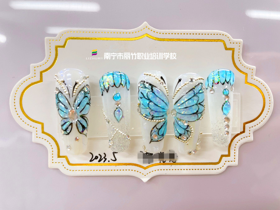 奢華蝴蝶美甲，廣西美甲造型培訓(xùn)