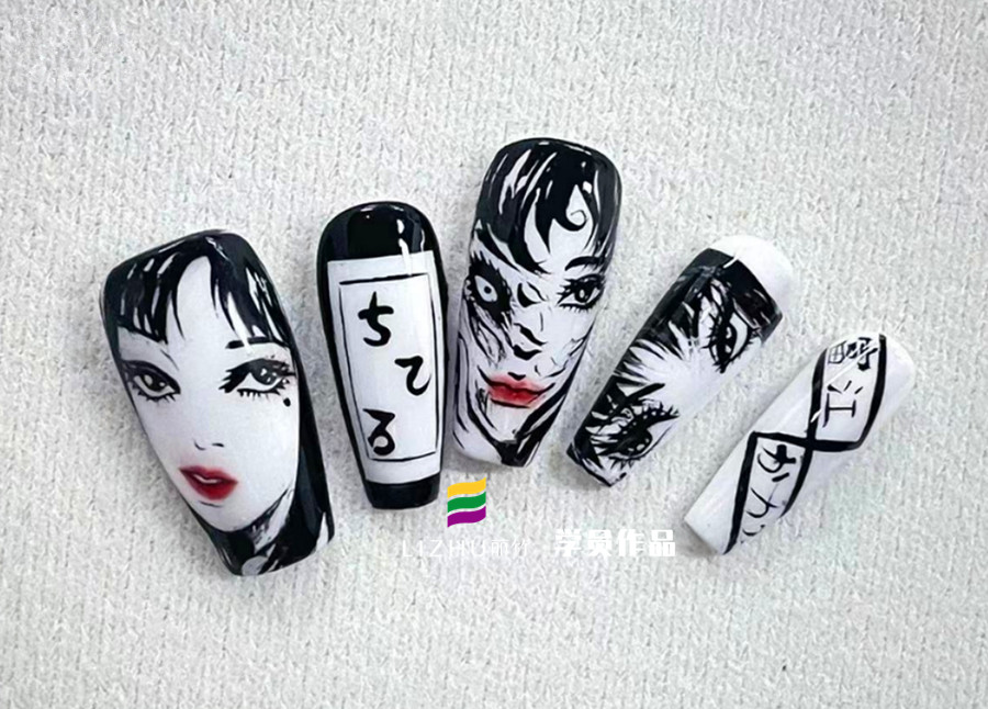 動漫《富江》美甲，廣西美甲實訓作品