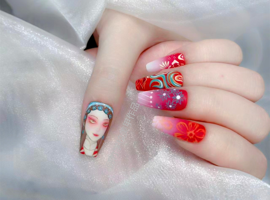 國(guó)風(fēng)花旦美甲，南寧美甲店推薦