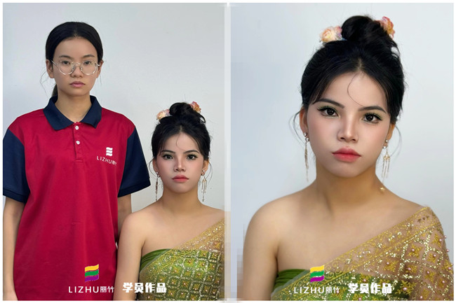 傣族少女寫真，學(xué)專業(yè)彩妝在南寧學(xué)員作品