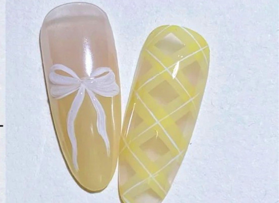 格紋蝴蝶結(jié)美甲教程，南寧美甲進修整理