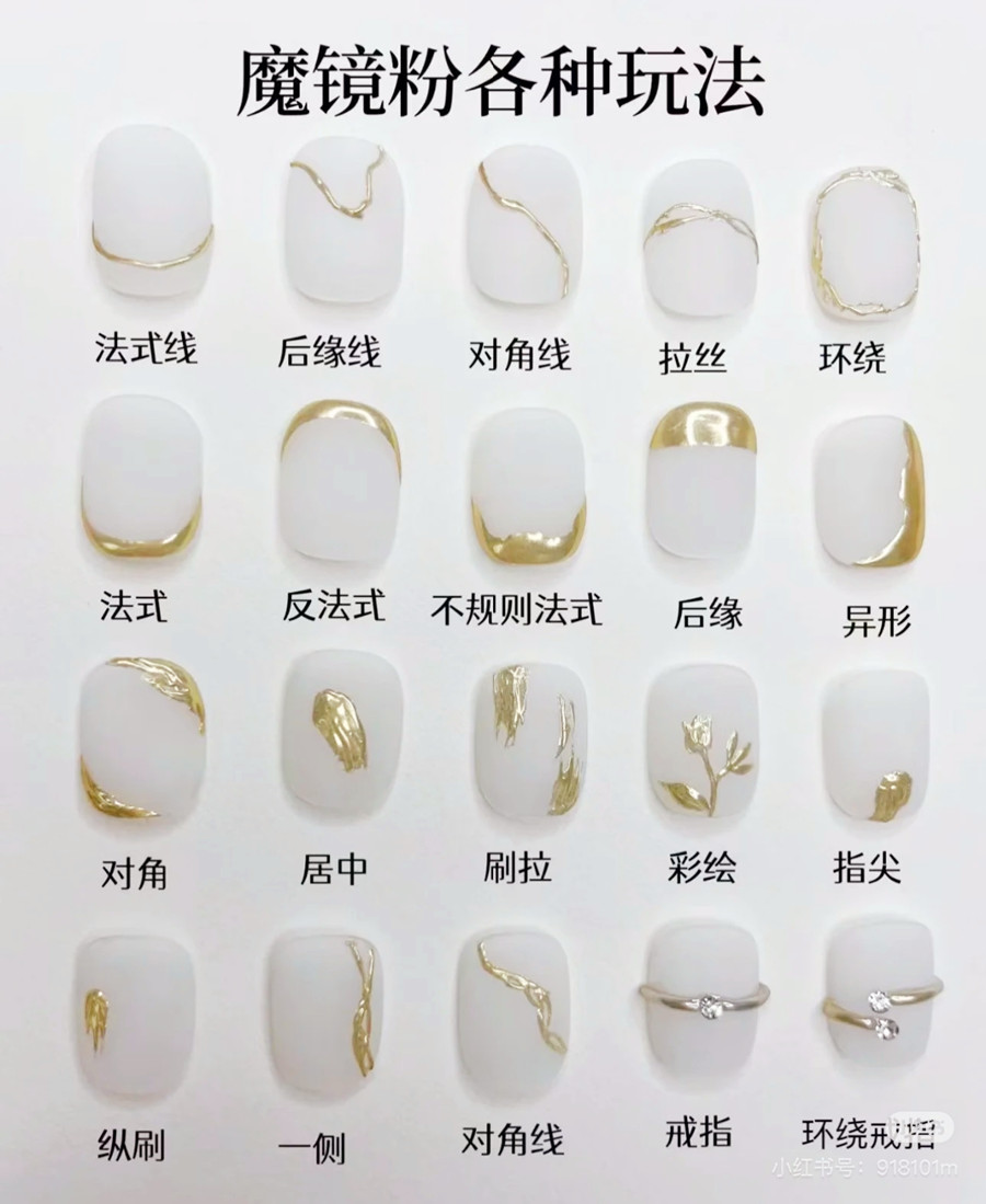 繪制不同魔鏡粉美甲的教程，廣西美甲師教學(xué)