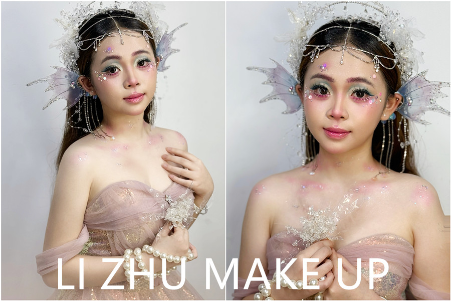 人魚妝造手法示范，南寧美妝專業(yè)學校課堂