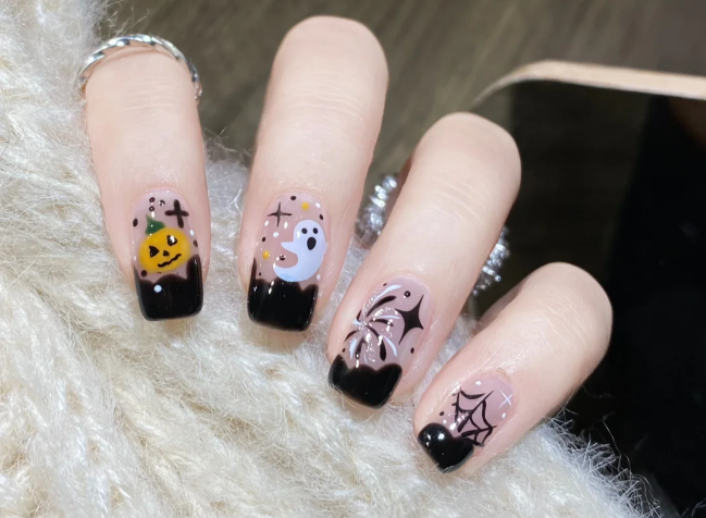 萬(wàn)圣節(jié)煙花美甲，南寧美甲進(jìn)修分享教程
