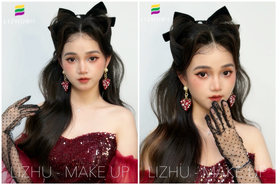復(fù)古貓耳半披造型，廣西化妝設(shè)計